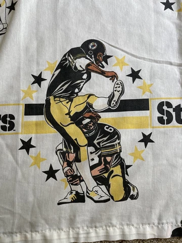 Vintage 1995 NFL Pittsburgh Steelers Twin Flat Sheet Bedding Football 92”x66” Cover