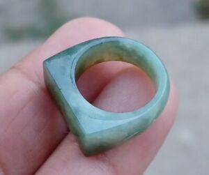 Vintage Green Jade Ring size 5 square band design