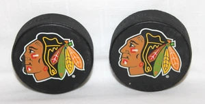 2-Chicago Blackhawks Hockey Pucks NHL One is Scuffed Official Lindsey-G4 - Picture 1 of 9