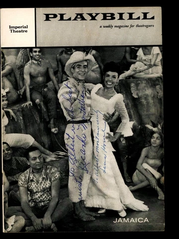 Autographed 1958 Playbill Lena Horne & Ricardo Montalban in Jamaica Cover