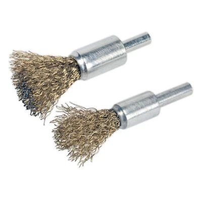 Sealey Decarbonising Brush Set 2 Piece Brassed & Crimped Steel Brush Set VS1801