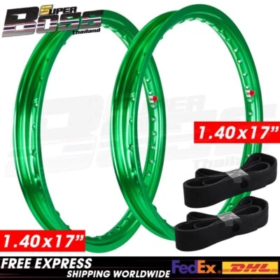 Rueda de aluminio INFINITY verde 1,40x17" 36 agujeros (1 par) y tiras de llanta Foto 1 de 4