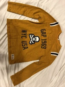 Boys Gap Long Sleeve Skull Cross Bones Yellow Shirt XL - Picture 1 of 4