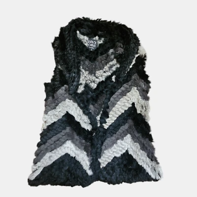 Chaleco Dolce Cabo 100% Teñido de Piel Real de Conejo M Rayas Sin Mangas Dinero Antiguo Foto 1 de 4