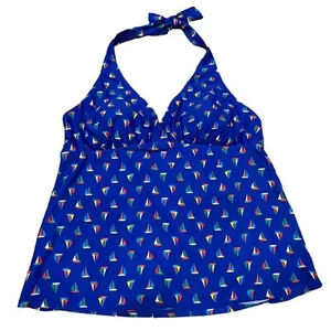 Tropical Escape Damen blau Segelboot Druck Schwimmtop, Größe 16 - Bild 1 von 13