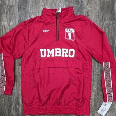 1997 Umbro Perú Chaqueta de Lluvia con Capucha Niños M Rojo Conmebol Pizarro Farfan Guerrero Foto 1 de 4