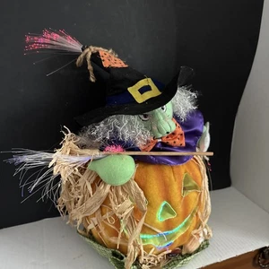 VTG Halloween Motion Activated Witch on Pumpkin Eerie Musical Scream Fiber Optic - Picture 1 of 6