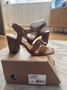 Dune tan leather square toe block heel Size 6  - Picture 1 of 7