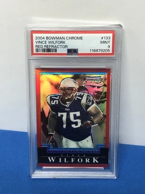 2004 Bowman Chrome Red Refractor Vince Wilfork Rookie 66/210 PSA 9 POP 6 See Pic - Image 1 of 4