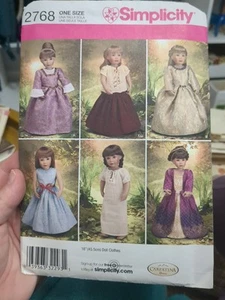 Doll Pattern 18" Princess Historical Dresses Skirt Top Carpatina Simplicity 2768 - Picture 1 of 5