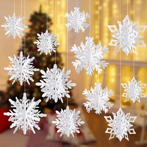 36 Pcs Christmas Hanging Snowflakes Decorations 3D White Paper Snowflakes Han... - Bild 1 von 7