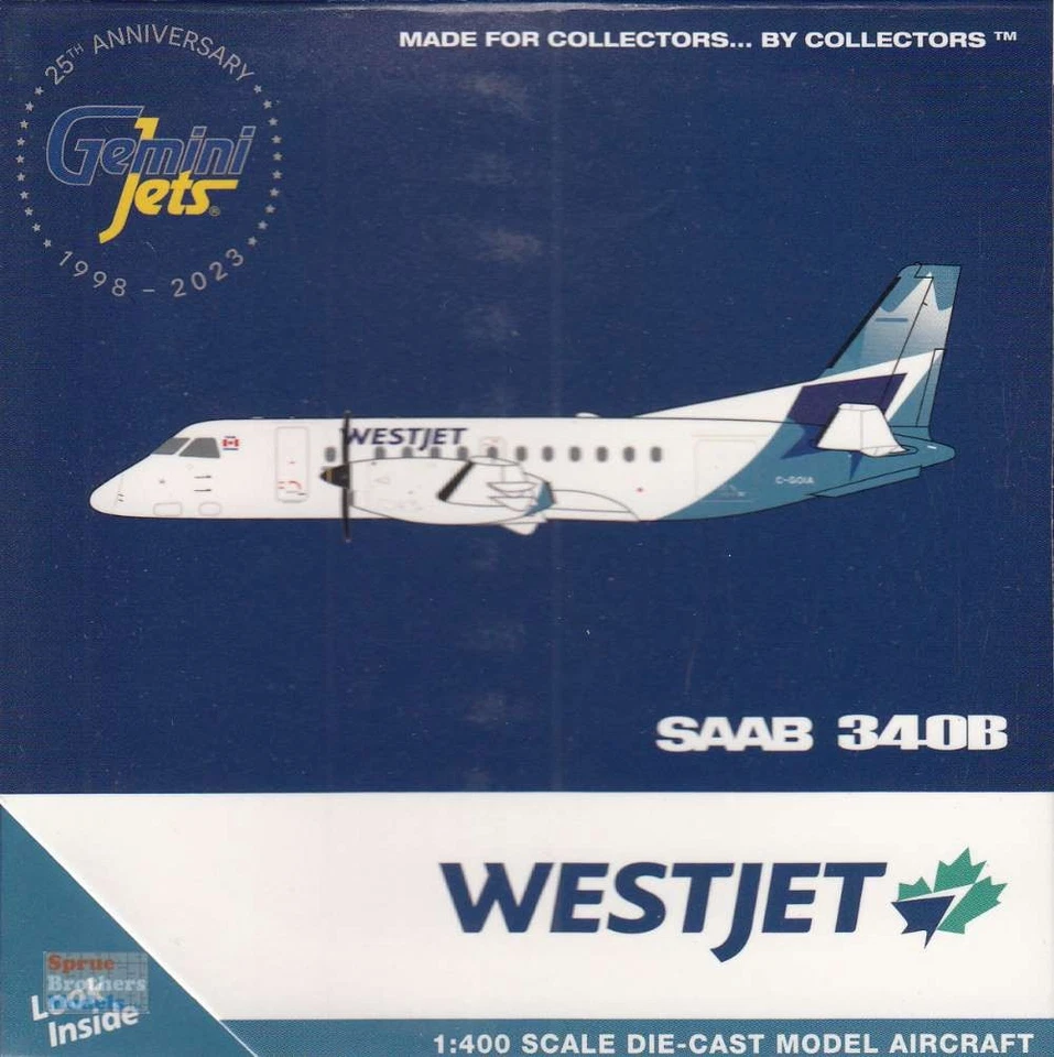 GeminiJets GJ2212 Saab 340B Commercial Aircraft "WestJet Airlines" 1/400