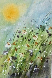Original Signed Watercolor Painting. Floral. Daisies. Wildflowers. Wall Art.Boho - Picture 1 of 1