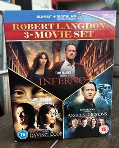 Robert Langdon 3 Movie Blu Ray Boxset Da Vinci Code, Angels & Demons, Tom Hanks - Picture 1 of 4