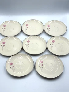 Edgerton "First Love" Pink Rose Saucer Plates Bundle of 8 Vintage Made in USA - Picture 1 of 6