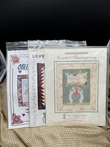 Lot of 3 Quilt Patterns Thanksgiving Celtic Hearts Buffalo New - Picture 1 of 7