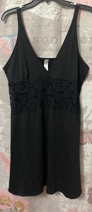 DELTA BURKE Women’s Sz 2X Black Lingerie Nightie Slip Lacy Sexy Adjustable Strap - Picture 1 of 11
