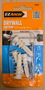 E-Z Ancor 11364 - Twist-N-Lock 75 lb. Self-Drilling Drywall Anchor 4 Pack Hanger - Picture 1 of 2