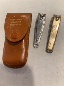 Dos cortaúñas vintage hechas en EE. UU. y bolsa de cuero - Imagen 1 de 7