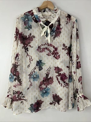 Blusa transparente Soft Surroundings para mujer 1X marfil multicolor prímula falta sin mangas Foto 1 de 4