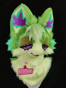 Fursuit CHESHIRE CAT KEMONO Head w/ weed leaf ears (comes With Art) - Picture 1 of 3