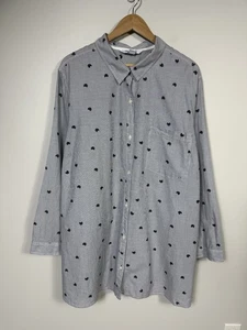 Old Navy Damen Hemd mit Knopfleiste Katze Größe 4X weiß schwarz die klassische Baumwolle - Bild 1 von 10