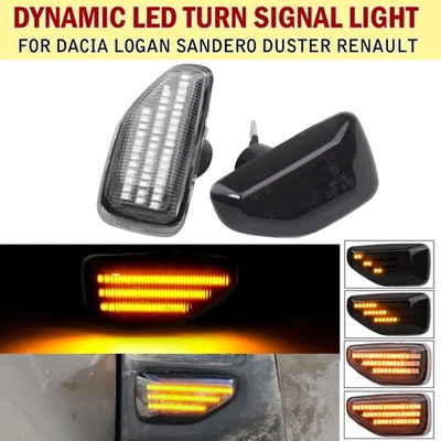 2x For Dacia Renault Sandero Stepway Duster 2018- LED Dynamic Side Marker Light - Image 1 of 4
