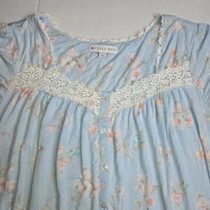 EILEEN WEST Nachthemd Damen XL hellblau rosa Blumen AOP Spitzenbesatz -1241 - Bild 1 von 6