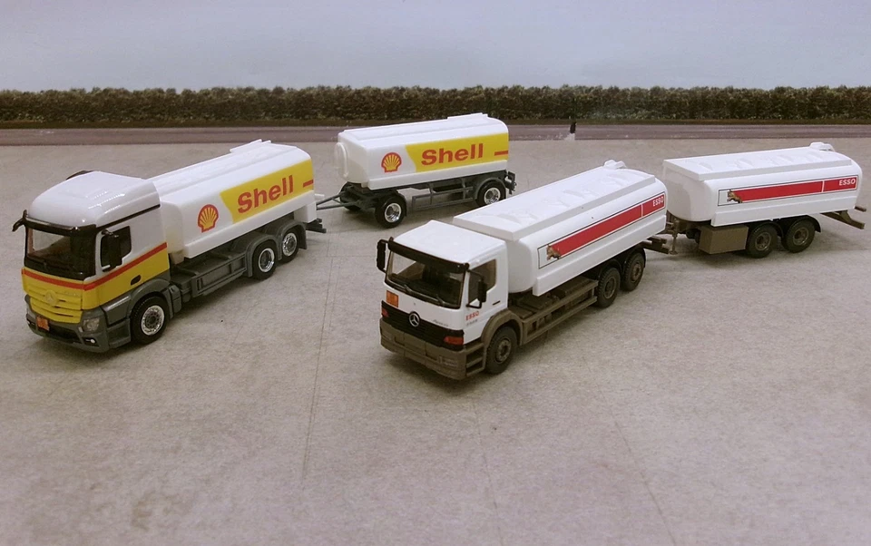 Mercedes Atego Esso + Actros Shell - Wiking/Herpa 1:87 - Immagine 1 di 1