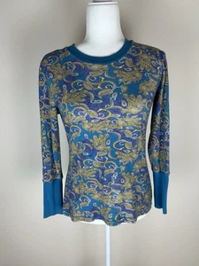 Sundance S Top Samtbündchen Paisley Thermo Langarmshirt Boho Damen - Bild 1 von 4