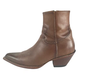 Luxxe MX Western Boots Cowboy Leather Mid Calf Zip Unisex EU 41 9 Men 10.5 Women - Picture 1 of 10