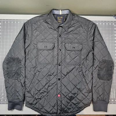 Chaqueta CPO Provisions Mediana Negra Acolchada Puffer Cuero Borde Exterior Ropa de Trabajo Foto 1 de 4