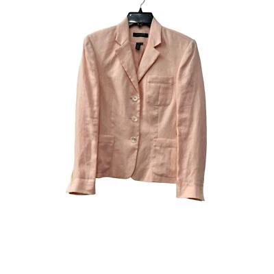 Blazer Lauren Ralph Lauren Talla 8P Rosa Claro 100% Lino Foto 1 de 4