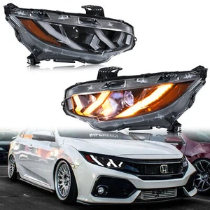 LED Headlights For Honda Civic 2016-2021 10th Gen Animation Front Lamps Assembly - Picture 1 of 5