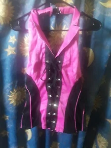 Tripp NYC Hot Topic y2k Corsé Top Mujer Rosa Negro Gótico NUEVO sin etiquetas M - Imagen 1 de 3