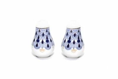 ROYALTY PORCELAIN Lomonosov Ornament Porcelain Salt and Pepper Shakers 2-pc Set, Cobalt Blue Net