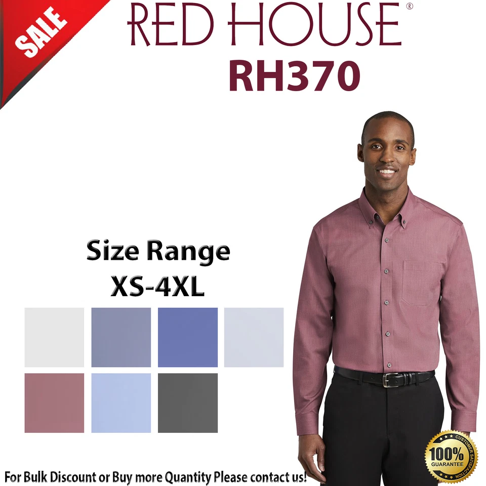Camisa de vestir Red House para hombre manga larga con botones cabeza de clavo sin hierro RH370 Foto 1 de 1