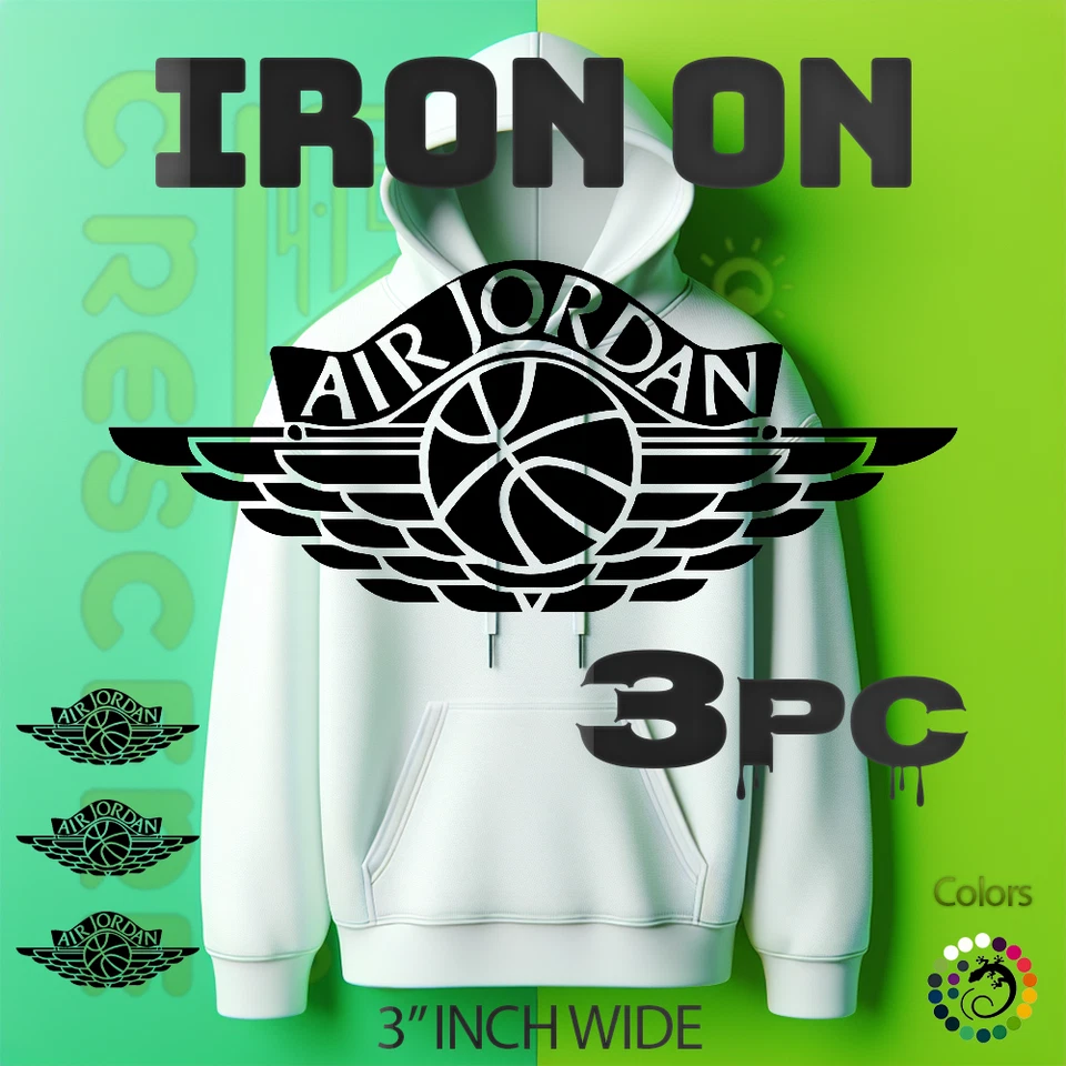Juego de 3 piezas Air Jordan 🔥👟 vinilo para planchar - 3" pulgadas de ancho cada uno Foto 1 de 1