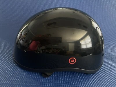 Zox Vintage Motorcycle Half Helmut Medium Glossy Black Preowned Great Condition - Image 1 of 4
