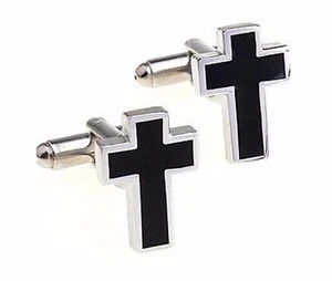High Quality Crucifix Cufflinks silver Colour Cuff links tie clip cross Jesus - Picture 1 of 1