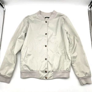 Vintage Brandy Melville Cream Bomber Windbreaker Button Up Jacket Women's Size M - Picture 1 of 12