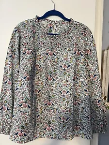 NEW! Talbots Women’s Ruffled Neck - 100% Cotton L/S Blouse Size 2X - White/Multi - Picture 1 of 8