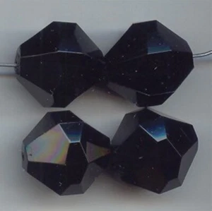 6 VINTAGE JET BLACK ACRYLIC 21mm. FACETED BEADS 6041 - Picture 1 of 1