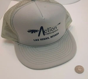 Vintage Action Helicopters Trucker Hat Aviation Las Vegas Nevada 80s - Picture 1 of 2