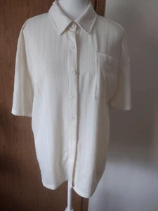 DOKITOO NEW LADIES BEIGE BUTTON DOWN DRESS SHORT SLEEVE BLOUSE. SIZE L - Picture 1 of 8