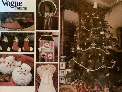 Vogue Craft Pattern 2776 - Christmas Stocking Ornaments Santa Angel & Wreath NEW - Image 1 of 2