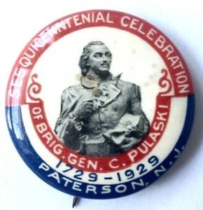 BRIG 1929 VINTAGE. PIN GENERAL POLAKI SESQUINCENTENIAL BOTÓN TRASERO PATRÓN NJ - Imagen 1 de 4