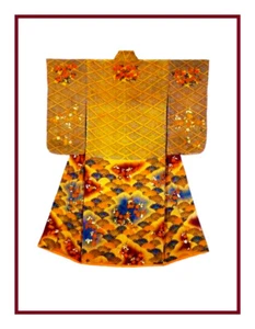 Japanese Asian Gold Geometric Kimono Counted  Cross Stitch Chart Pattern - Picture 1 of 4