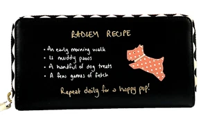 Radley Zip Matinee Purse Wallet RADLEY RECIPE Black Leather Large New Sample - Picture 1 of 4