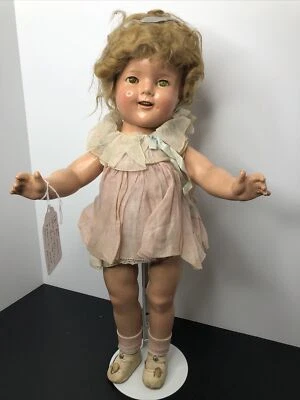 18” Antique Ideal Compo Shirley Temple Doll 1930’s All Original Pink Dress #co - Image 1 of 4